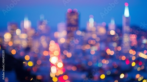 Blurred Abstract Bokeh Background of San Francisco City Lights at Night, Capturing Urban Vibes and Vibrant Cityscape