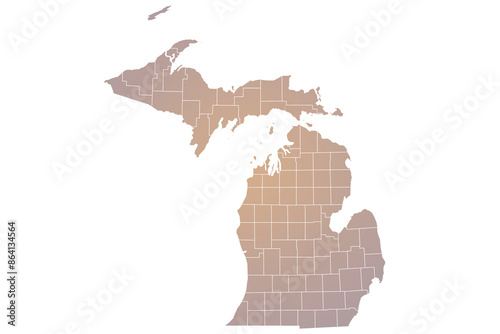 Michigan administrative map. counties map of Michigan, blank Map, empty map of Michigan