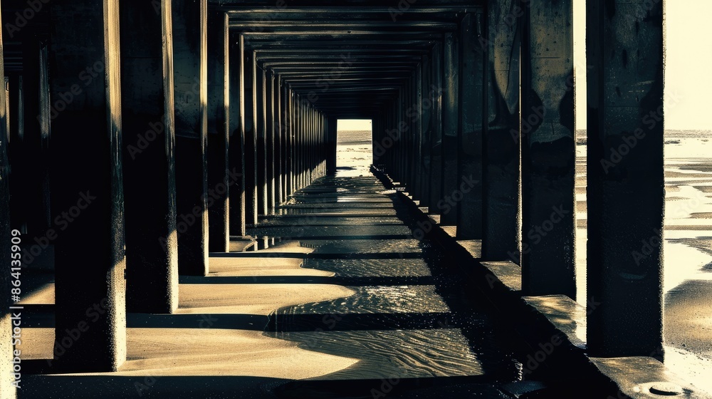 A Stairs Lined Pier in an Abstract Perspective A Stairs Lined Pier in an Abstract Perspective