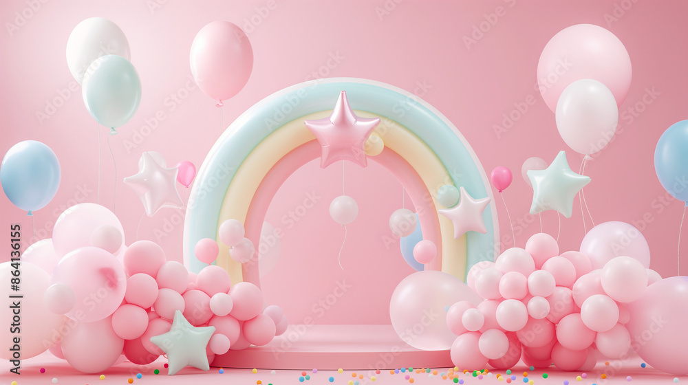 Cute pastel rainbow, decoration of a children's party Cute pastel rainbow, decoration of a children's party