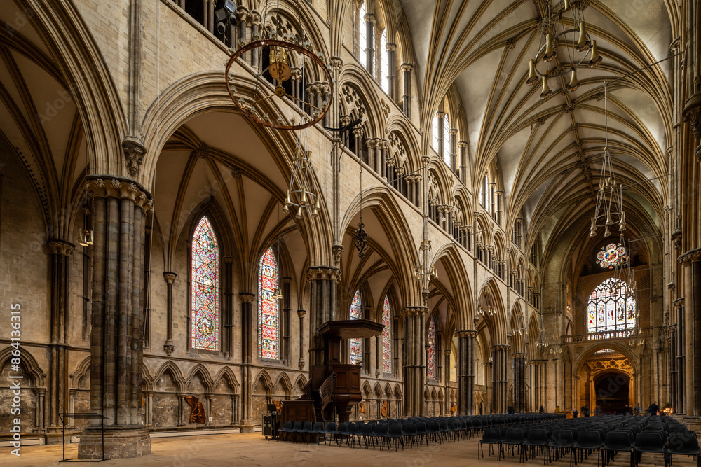 Interior of Lincoln Cathedral, Lincoln, Lincolnshire, England, United Kingdom, Europe Interior of Lincoln Cathedral, Lincoln, Lincolnshire, England, United Kingdom, Europe
