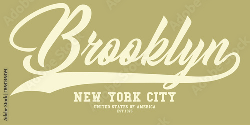 brooklyn typography college varsity, Vintage college style new york, brooklyn slogan print - Retro varsity text for graphic tee t shirt or sweatshirt hoodie.eps8