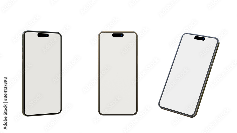 Realistic smartphone mockup on a white background. 3d mobile phone with blank white screen. Modern cell phone template. Illustration of device 3d blank screen. Realistic smartphone mockup on a white background. 3d mobile phone with blank white screen. Modern cell phone template. Illustration of device 3d blank screen.