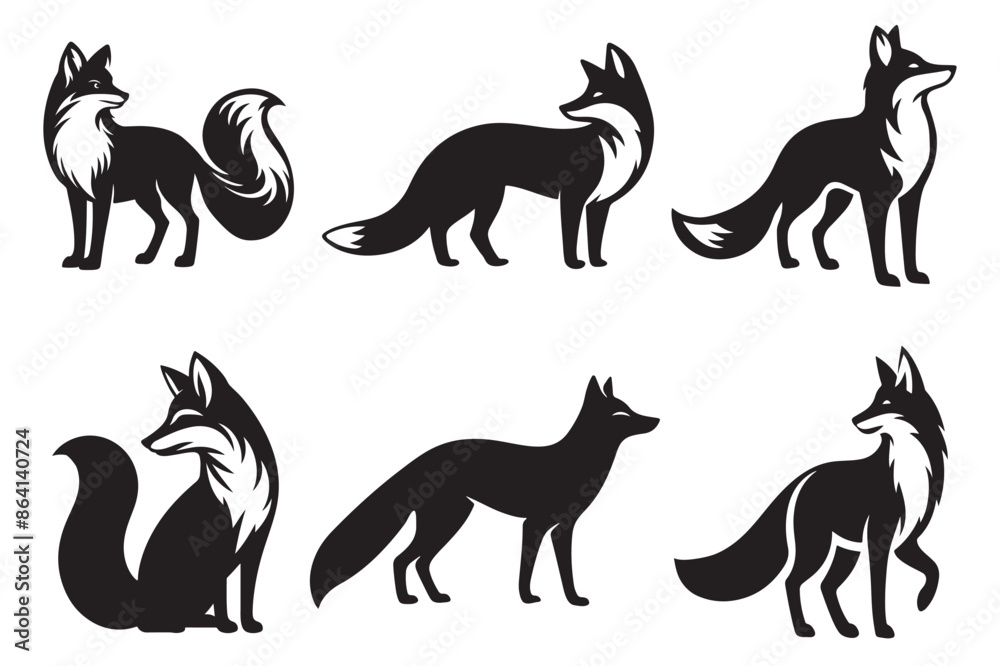 Fox silhouette vector illustration. Fox silhouette vector illustration.