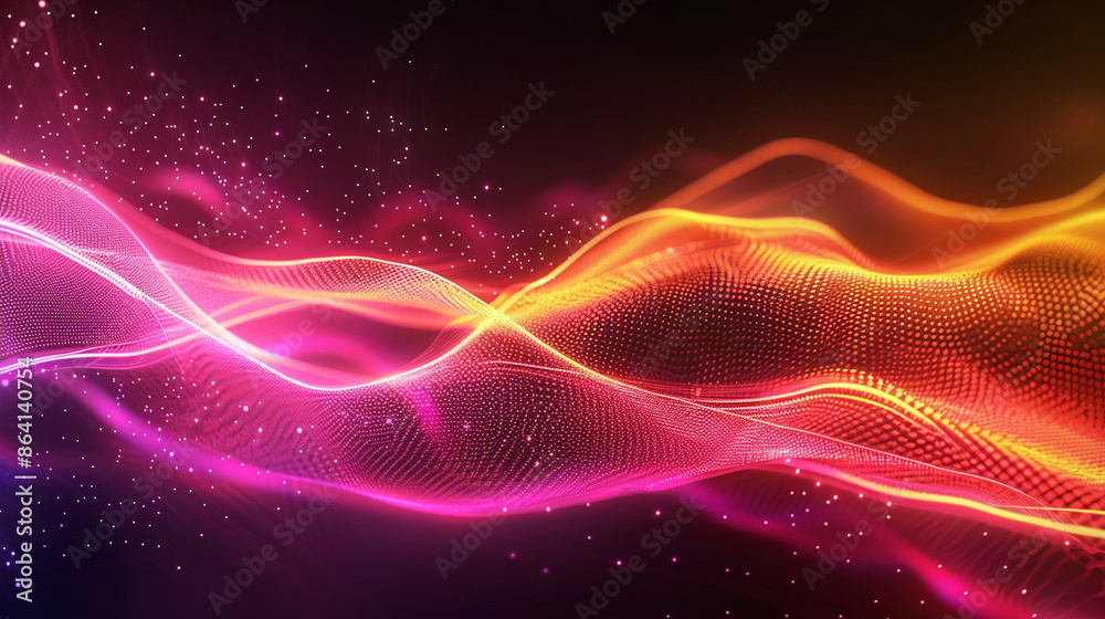 Orange and pink Neon Wave Background