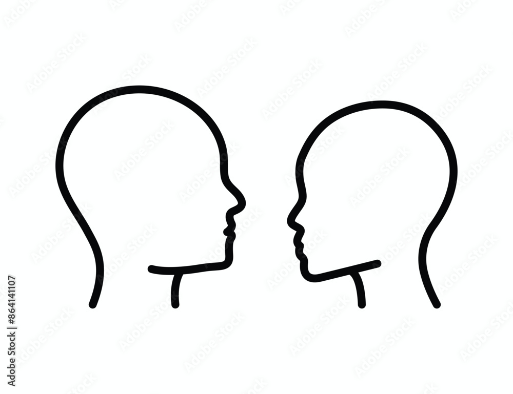 Man and woman side view head icons Man and woman side view head icons