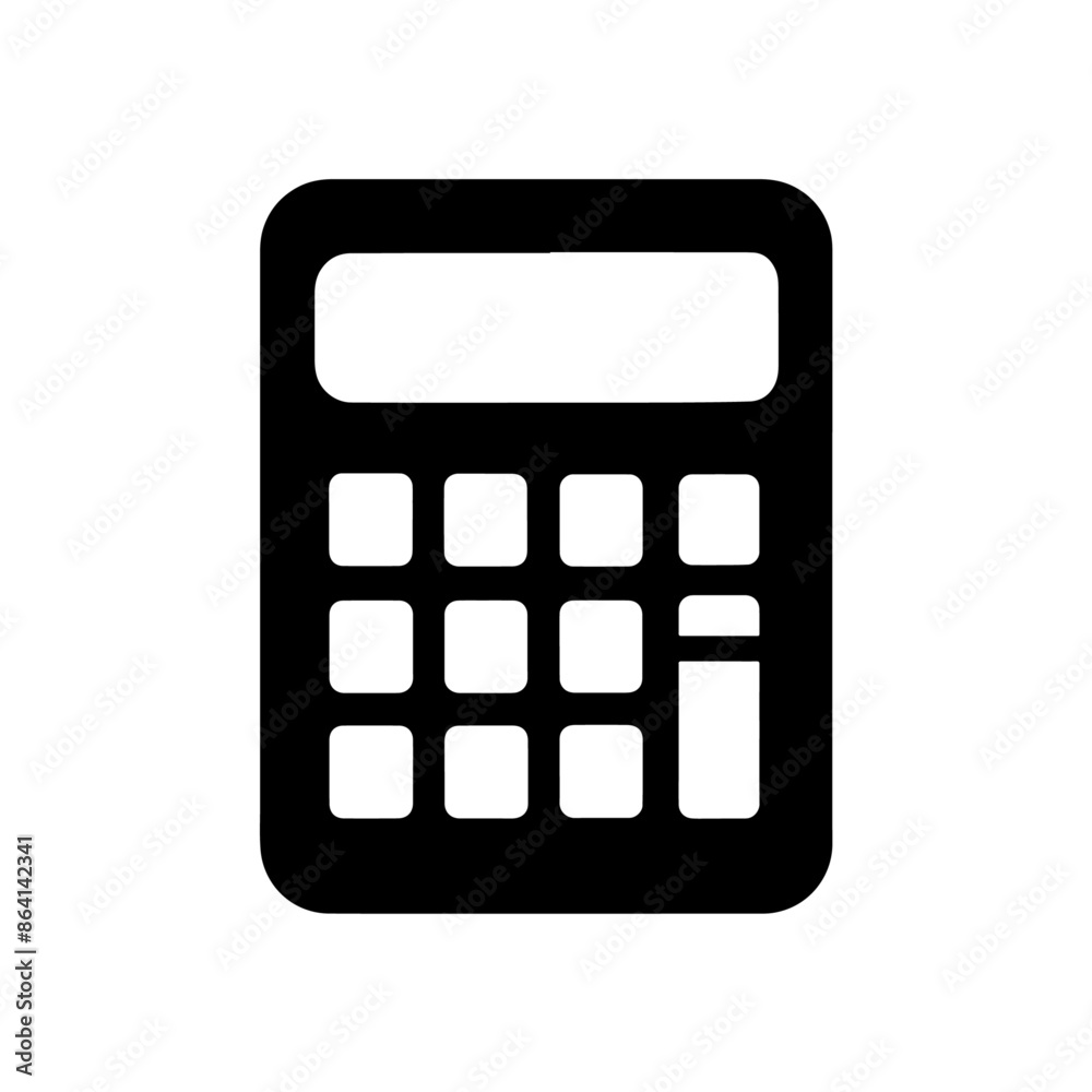 A calculator with a black face and white background A calculator with a black face and white background