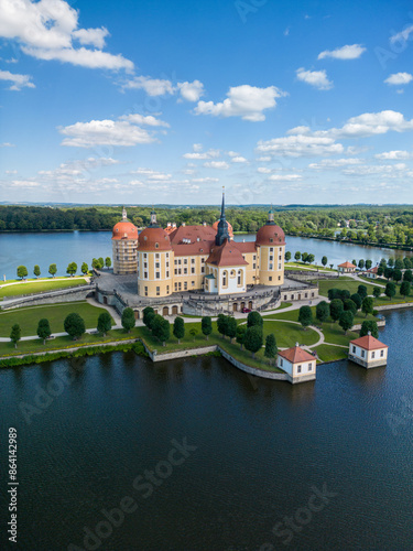 Moritzburg water castle in Saxony - western Germany. The summer residence of King Augustus II the Stark
