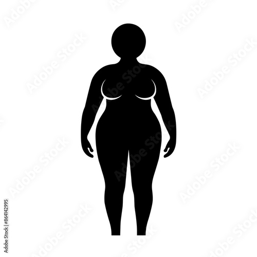 simple black fat woman silhouette on white background