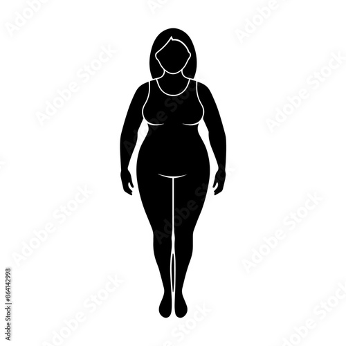 simple black fat woman silhouette on white background