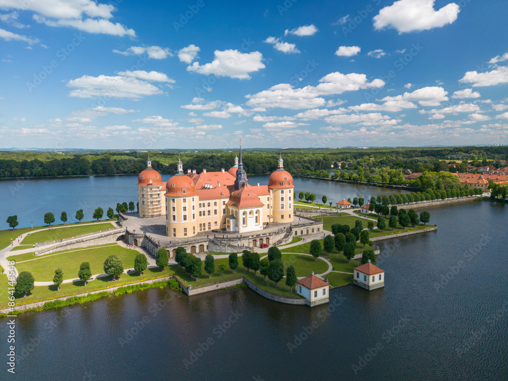 Obraz premium Moritzburg water castle in Saxony - western Germany. The summer residence of King Augustus II the Stark
