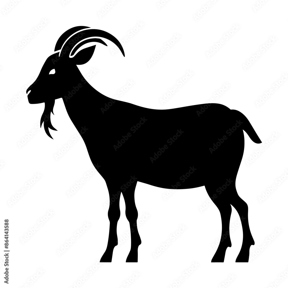 simple black goat silhouette on white background simple black goat silhouette on white background