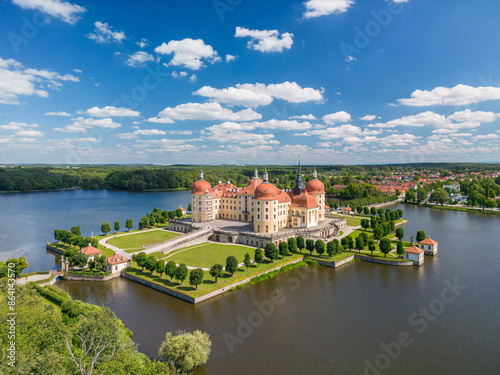 Moritzburg water castle in Saxony - western Germany. The summer residence of King Augustus II the Stark