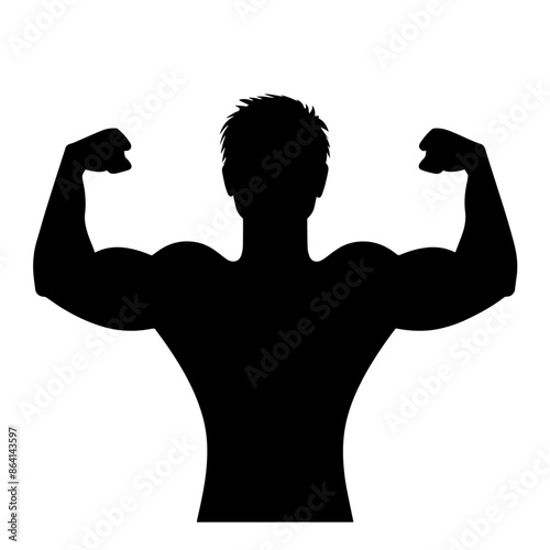 simple black guy with strong arm silhouette on white background