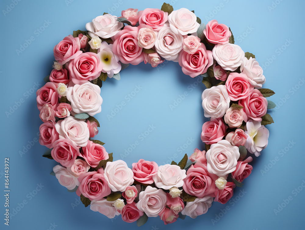 Wonderful Floral wooden frame on pink background Wonderful Floral wooden frame on pink background