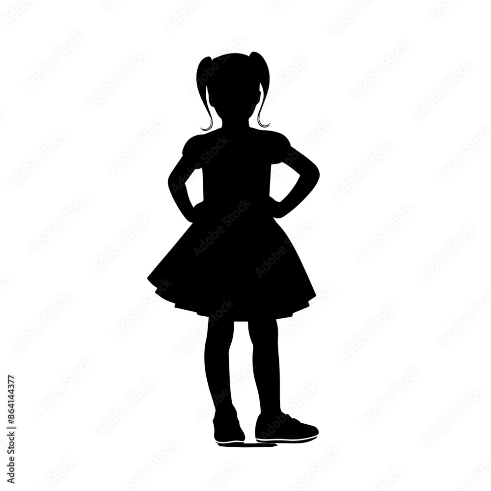 simple black kid girl silhouette on white background simple black kid girl silhouette on white background