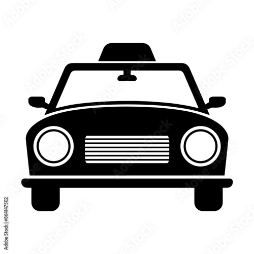 simple black taxi silhouette on white background