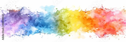 Watercolor rainbow splashes on a transparent background.