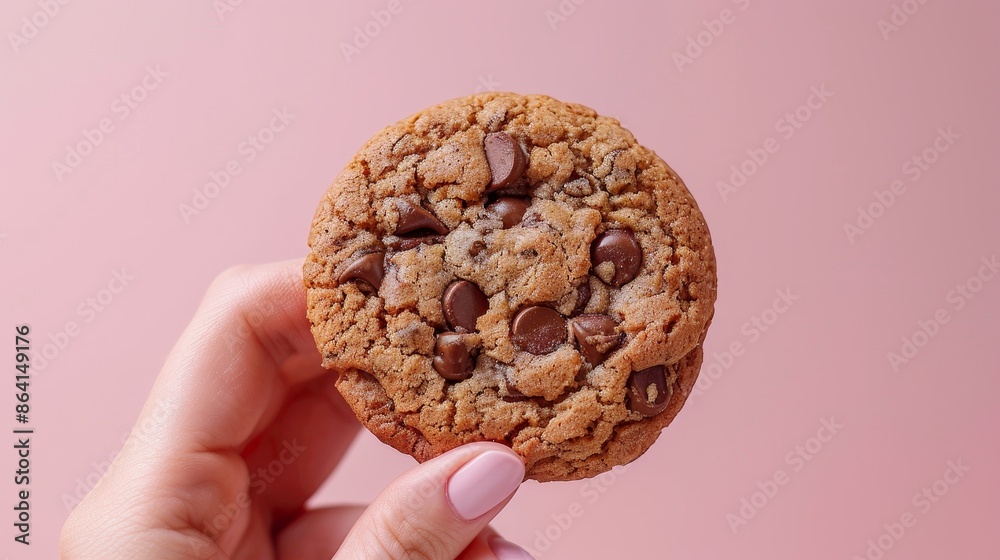 Image description: Someone holding a chocolate chip cookie in their hand. Image description: Someone holding a chocolate chip cookie in their hand.