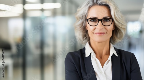 Attractive and elegant female businesswoman with modern eyeglasses in portrait