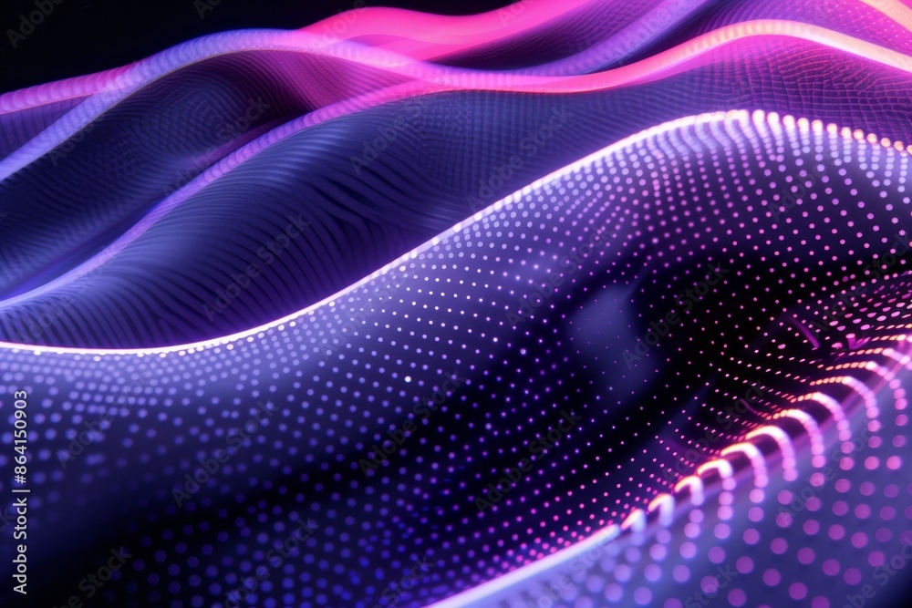 An abstract dot point connects with a gradient line and an intricate wave line, illustrating the concept of internationalization and connecting social networks or big data in the business world.