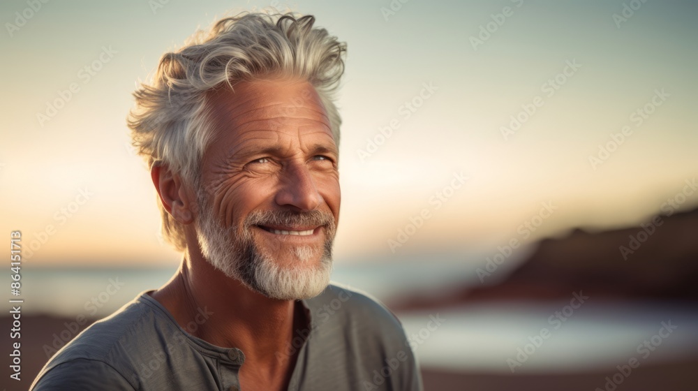 portrait of attractive middle aged man in sportive outfit