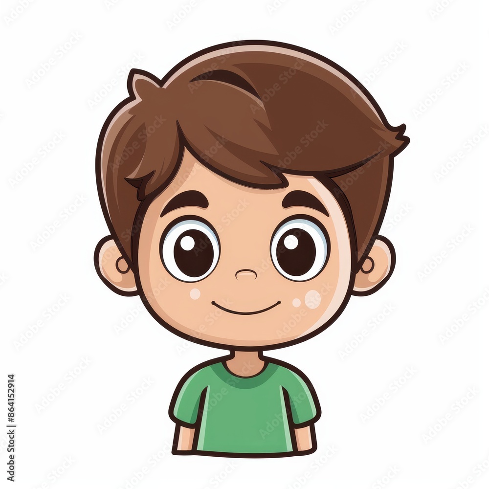 A cartoon kawaii baby boy with brown hair. Ideal for invitations, greeting cards, posters and stickers. A cartoon kawaii baby boy with brown hair. Ideal for invitations, greeting cards, posters and stickers.