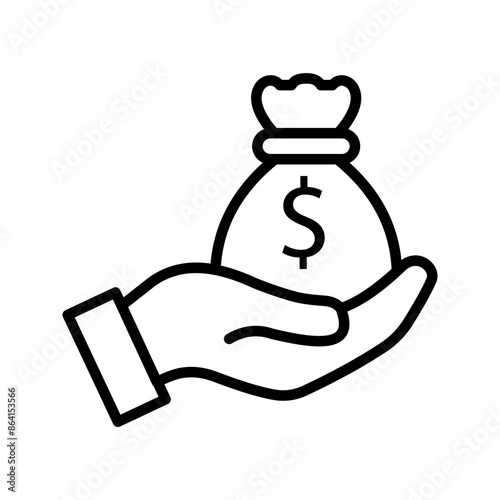 save money icon, salary money, invest finance, hand holding dollar color editable