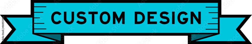 Ribbon label banner with word custom design in blue color on white background Ribbon label banner with word custom design in blue color on white background