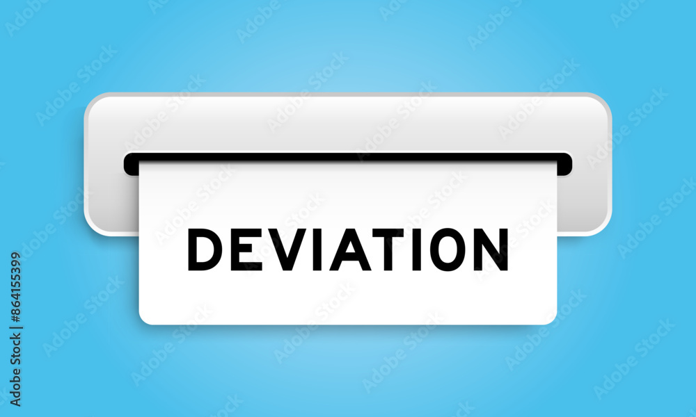White coupon banner with word deviation from machine on blue color background