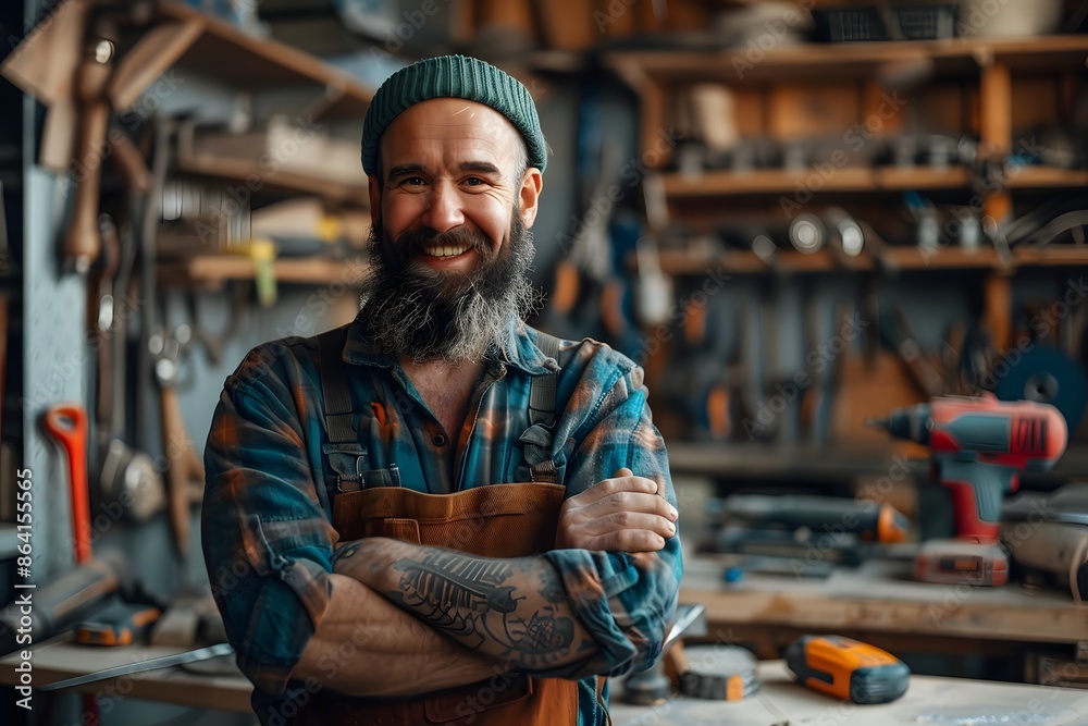 Skilled Craftsman in a Woodworking Workshop Skilled Craftsman in a Woodworking Workshop