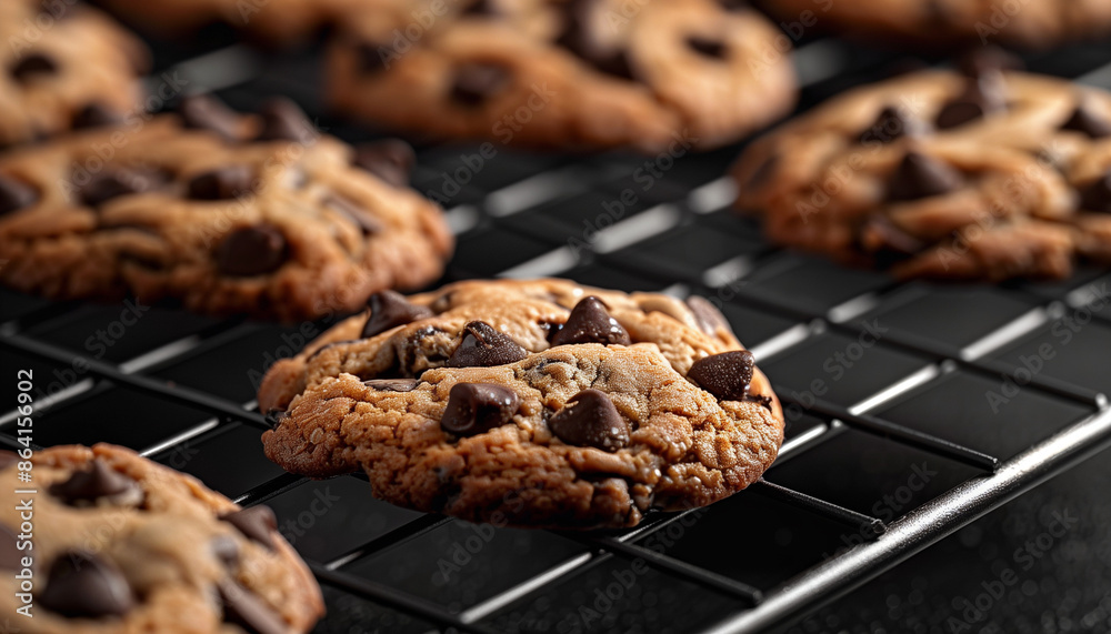 Fototapeta premium chocolate chip cookies on bakeing tin