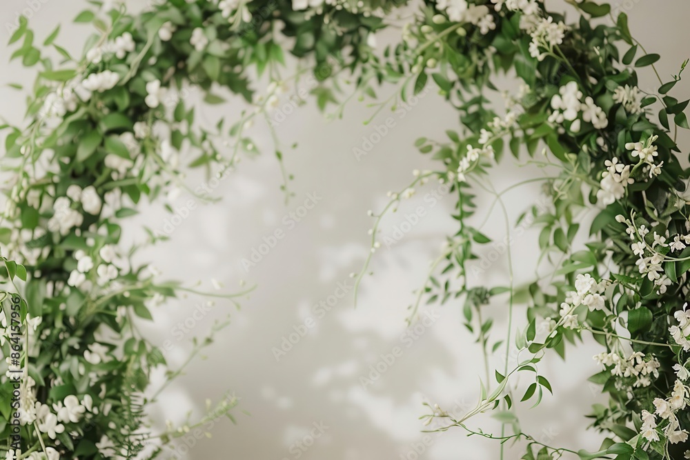 elegant floral arch with cascading greenery and white blossoms delicate tendrils intertwining soft diffused lighting romantic wedding ceremony backdrop elegant floral arch with cascading greenery and white blossoms delicate tendrils intertwining soft diffused lighting romantic wedding ceremony backdrop