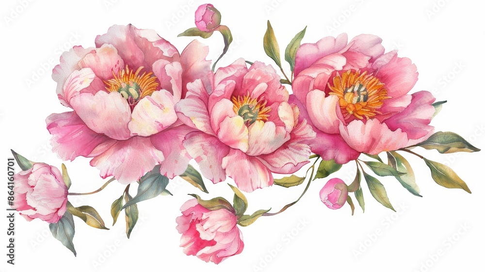 Flower clipart. Bouquet of pink peonies. Watercolor illustration. Flower clipart. Bouquet of pink peonies. Watercolor illustration.