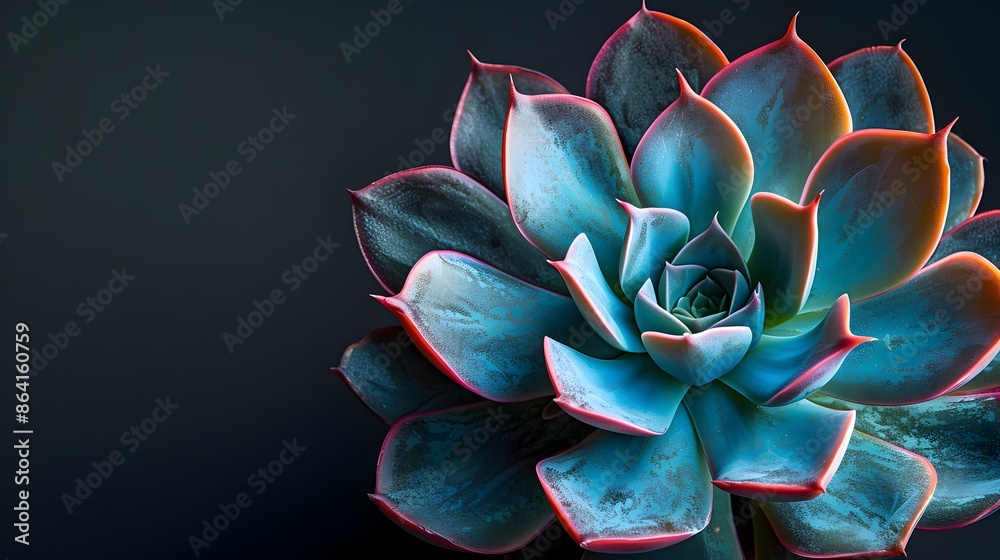 A vibrant succulent plant against a sleek black backdrop, tailored for minimalist decor. Web banner format, designed with substantial negative space on the left. A vibrant succulent plant against a sleek black backdrop, tailored for minimalist decor. Web banner format, designed with substantial negative space on the left.