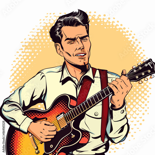 Guitar player. Retro style. Pop art retro vector illustration