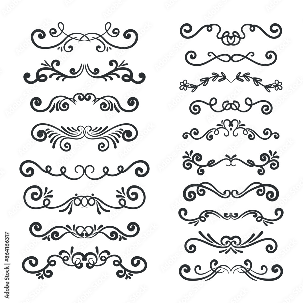 Modern hand draw decorative swirls and text dividers collection. Wedding decorative design elements Modern hand draw decorative swirls and text dividers collection. Wedding decorative design elements