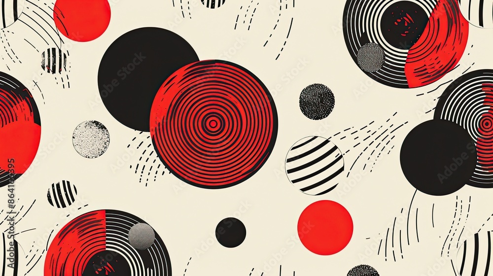 A minimalist pattern, simple red and black circles and lines on a seamless backdrop, for a modern landing page background A minimalist pattern, simple red and black circles and lines on a seamless backdrop, for a modern landing page background