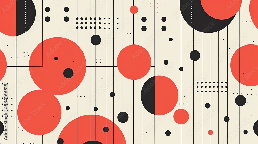 A minimalist pattern, simple red and black circles and lines on a seamless backdrop, for a modern landing page background A minimalist pattern, simple red and black circles and lines on a seamless backdrop, for a modern landing page background