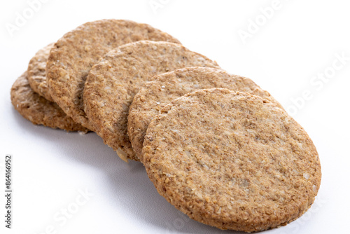 Healthy oatmeal cookies isolated on white background