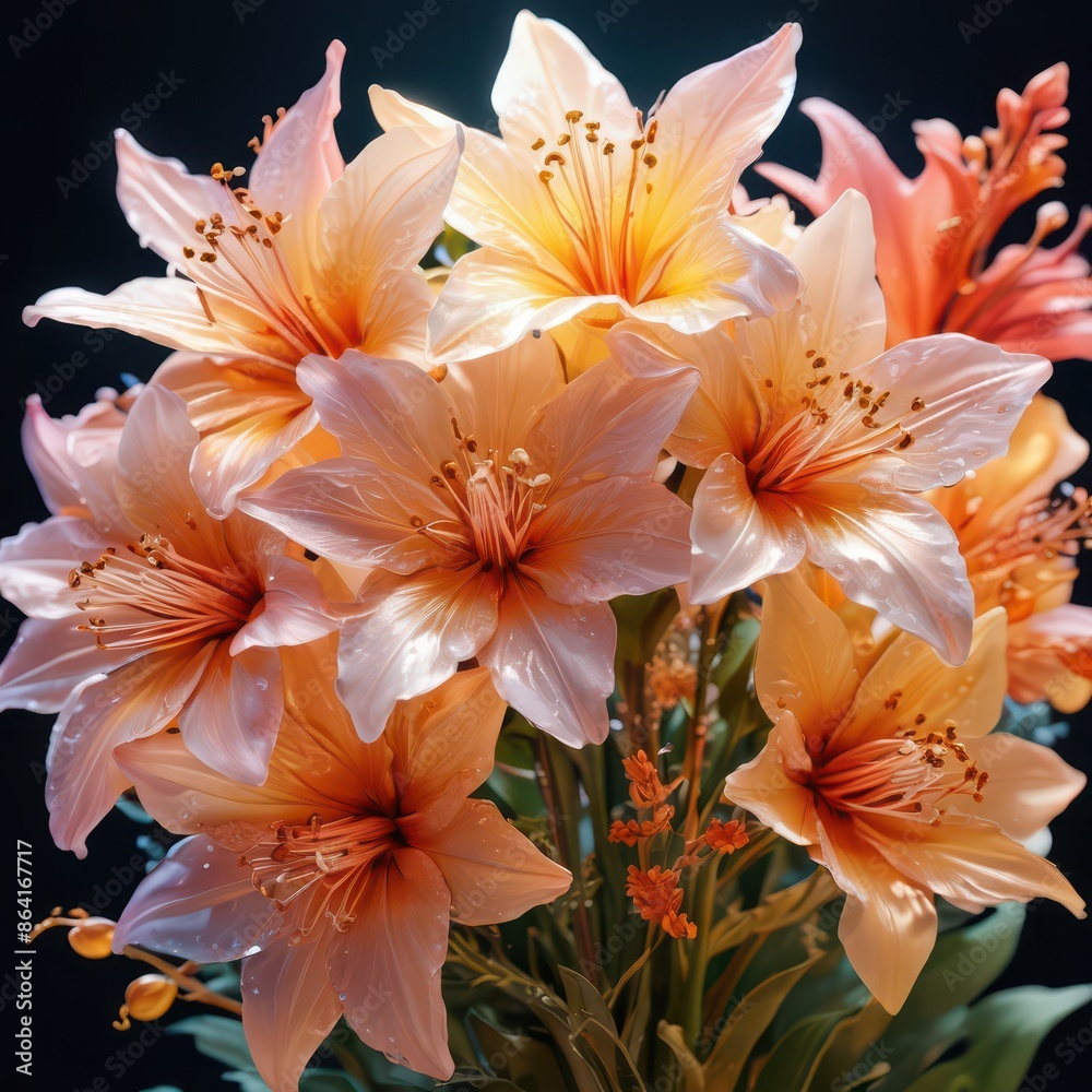 Fototapeta premium Peach Lily Flowers.