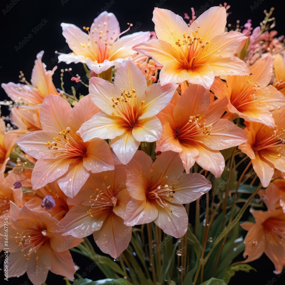 Close-up of Peach Lily Flowers Close-up of Peach Lily Flowers