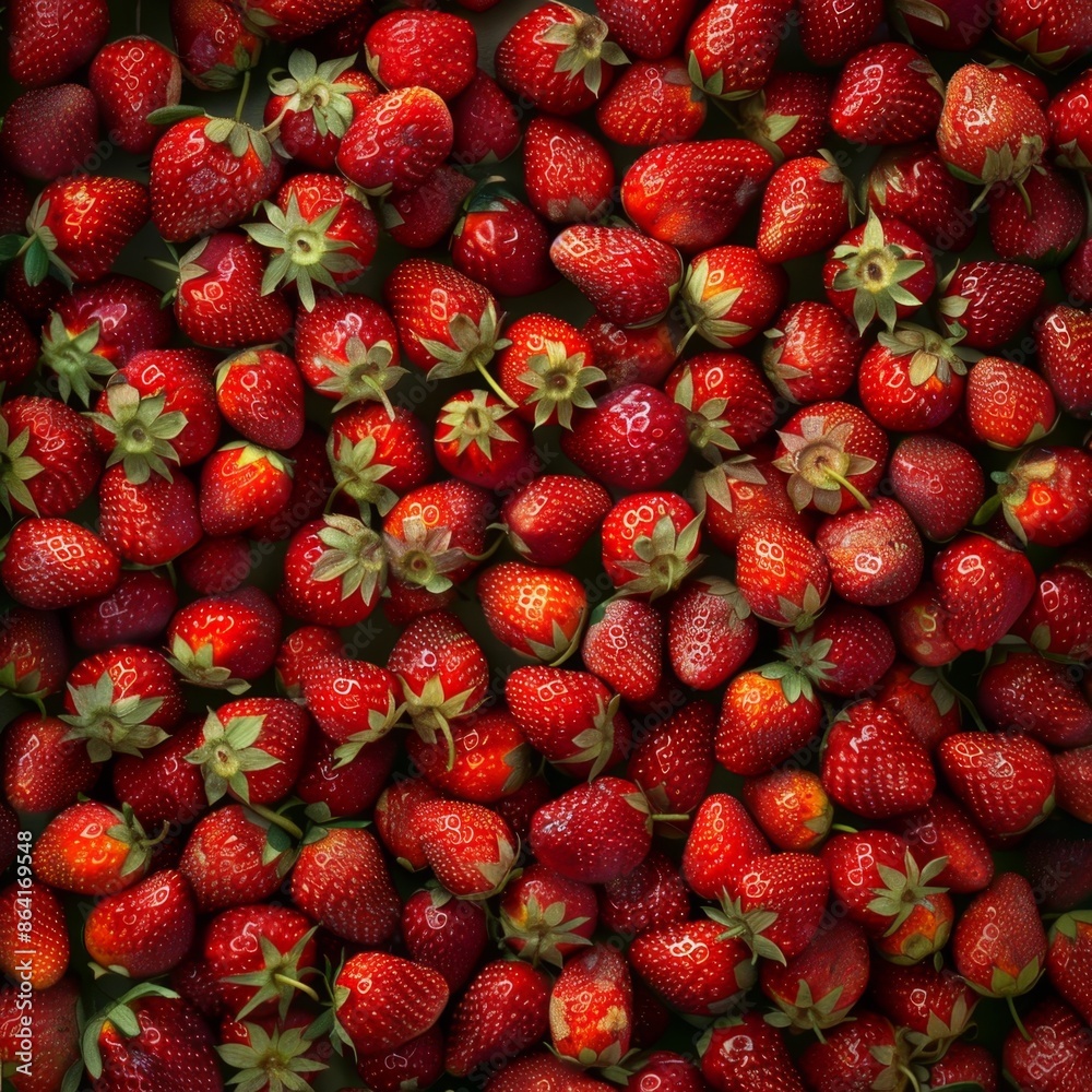 Garden strawberry texture background, strawberry fruits pattern, many strawberries mockup, ripe berries