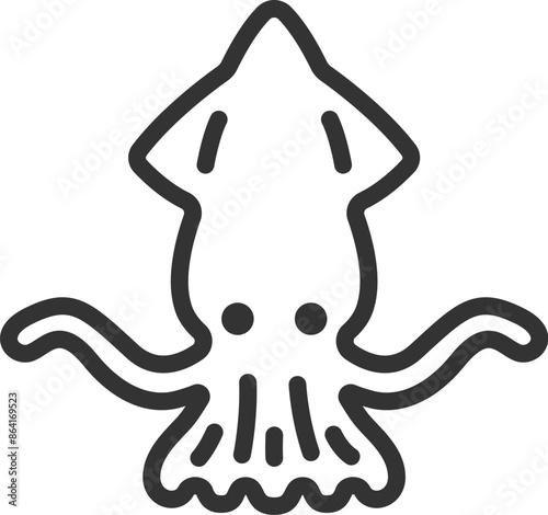 イカのアイコン（線画）のイラスト