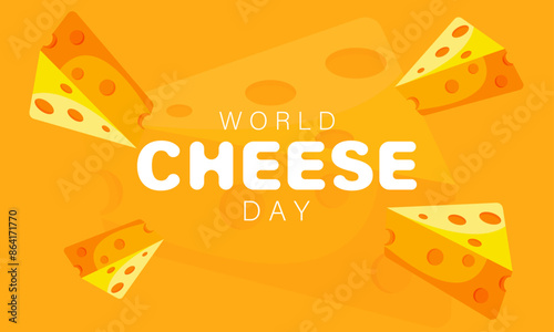 World cheese day horizontal banner design, Cheese slices vector illustration.