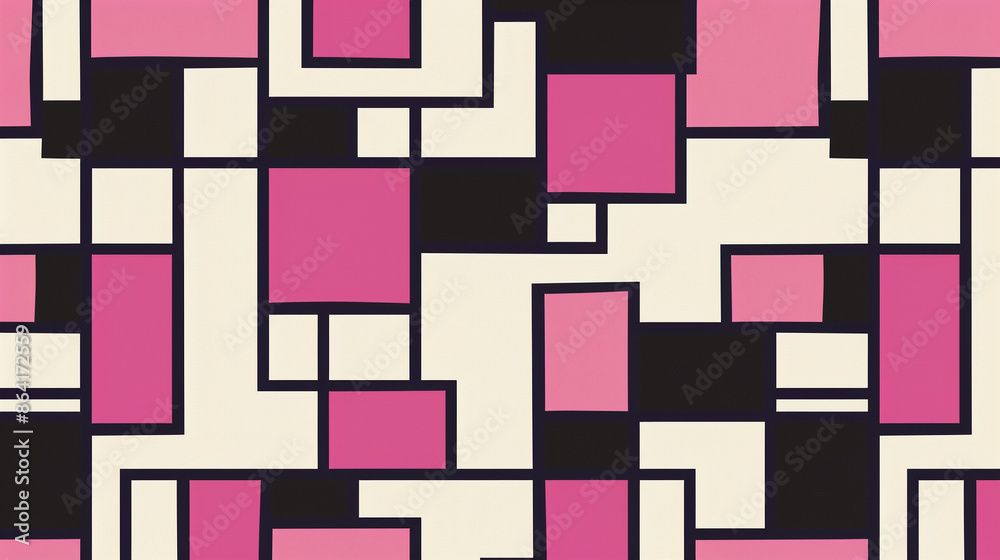 Pink and raisin De Stijl Seamless Pattern