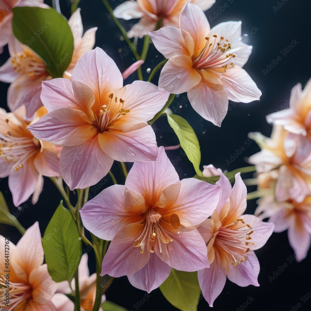 Delicate Pink Flowers with Golden Centers. Delicate Pink Flowers with Golden Centers.