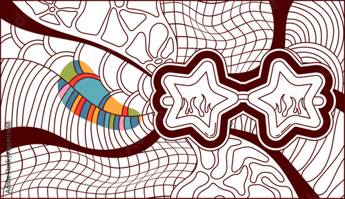 Zentangle coloring page with sunglasses for adults.