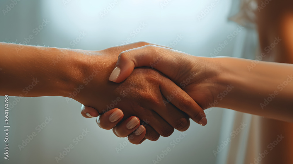 Handshake and sympathetic understanding between female hands Handshake and sympathetic understanding between female hands