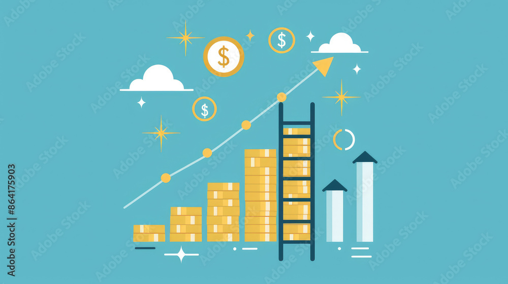 Obraz premium Ladder pointing upwards symbolizing rising interest rates